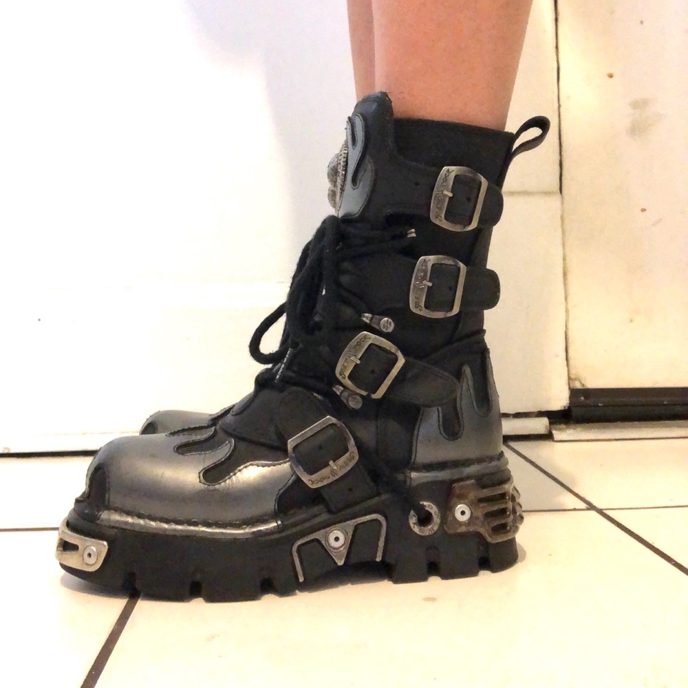 New Rock Reactor boots - black and metallic